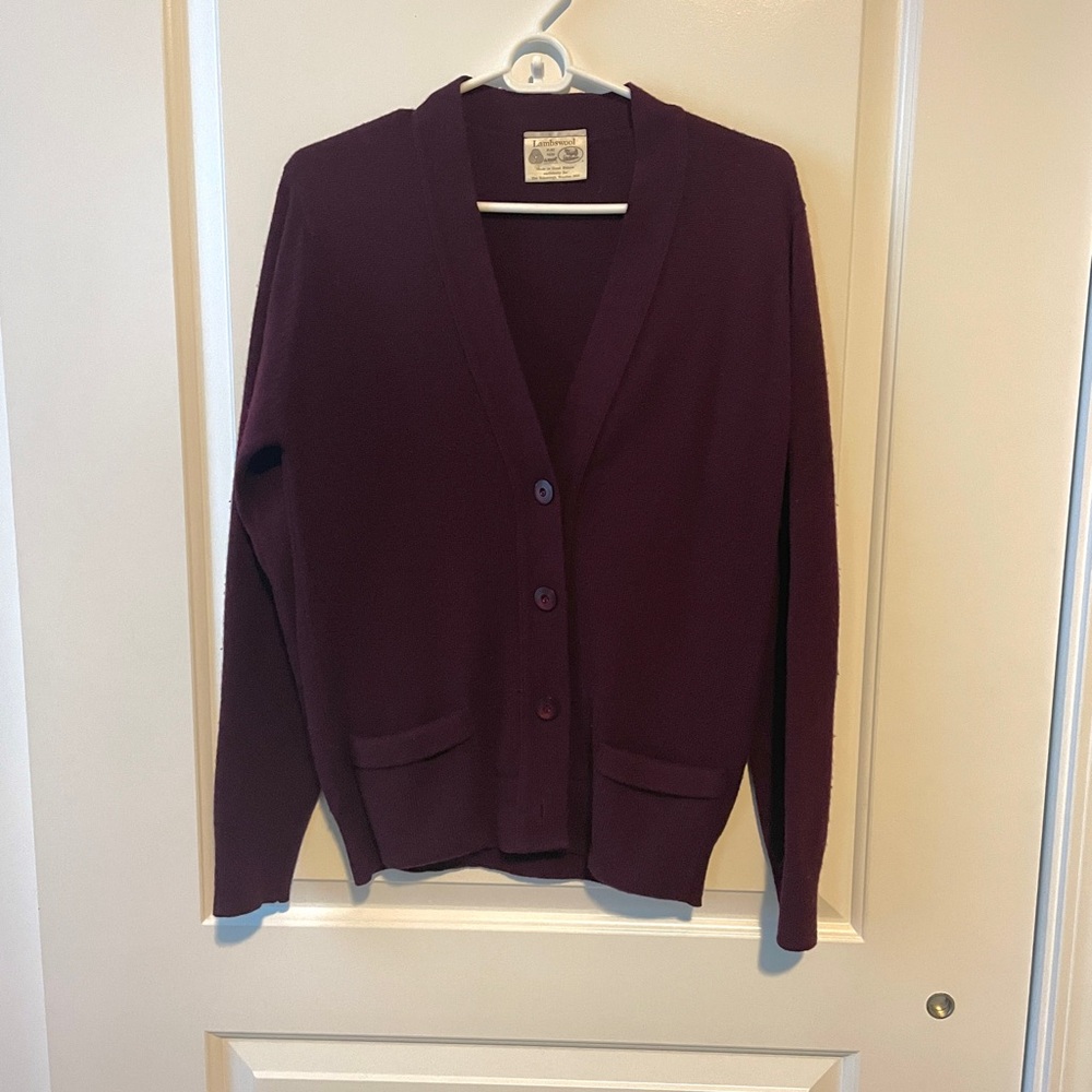 Vintage Burgundy Button Up Cardigan Sweater